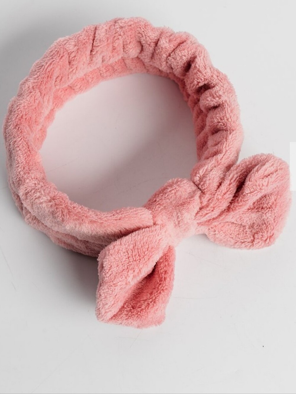 Spa Headband Plush Pink Bow Blush Color Soft Comfortable Pamper New - Picture 2 of 6